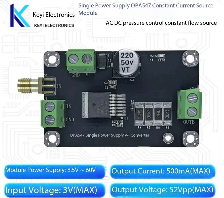 OPA547 High Power Current Source Module, Voltage Controlled AC/DC Source, VI Converter, LED Driver Adjustable & Stable