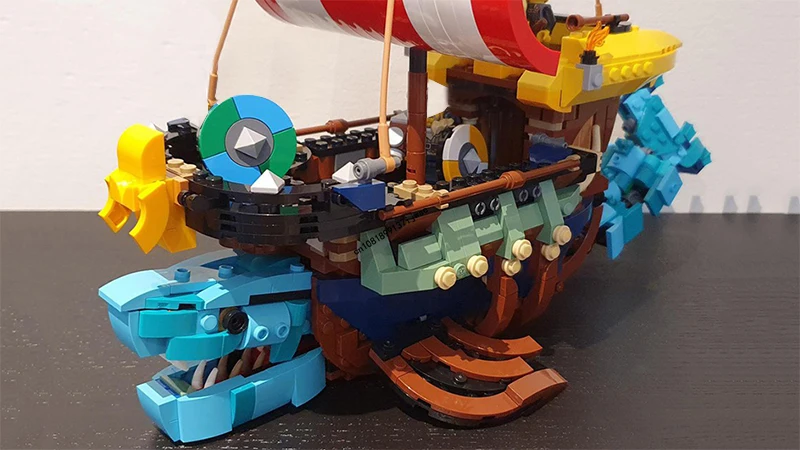 Modelo de Navio Tubarão Viking Building Blocks Idéias Criativas DIY, Brinquedos Infantis, Presente de Aniversário, Série Pirata Medieval, Novo, Venda Quente