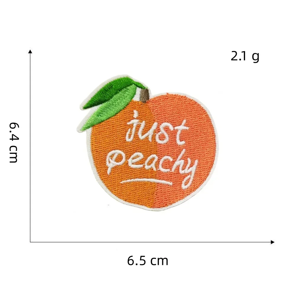 Orange Style Artistic Embroidery Iron on Patches for Girls Clothing DIY Sewing Cartoon Positive Energy Appliques Peachy Badge