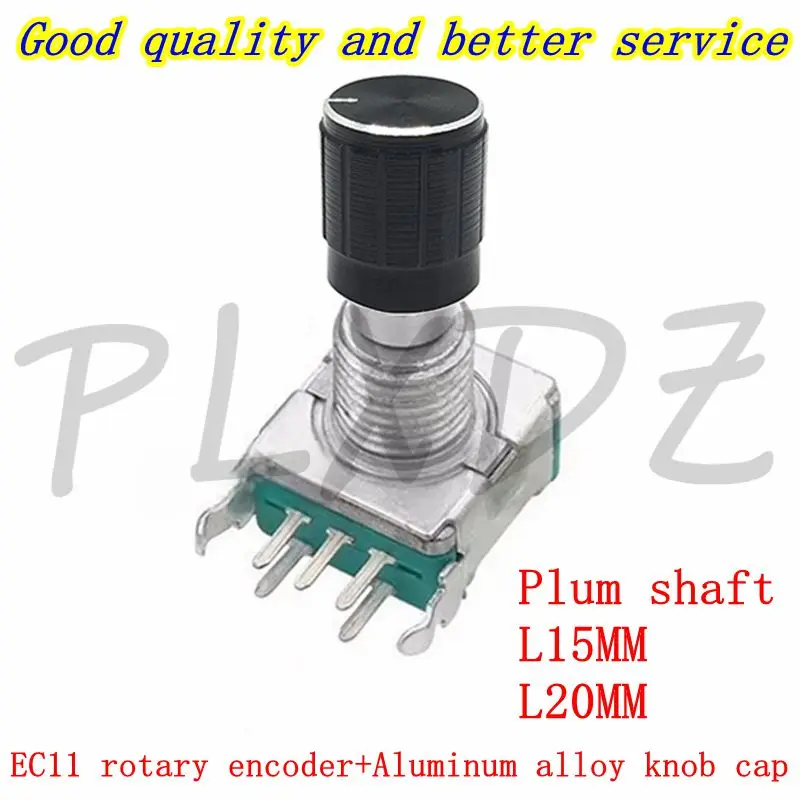 

10 компл. EC11 горизонтальный поворотный энкодер, вал сливового цвета с переключателем 15/20 мм, 5 контактов, 20-битный импульсный цифровой потенциометр с крышкой ручки