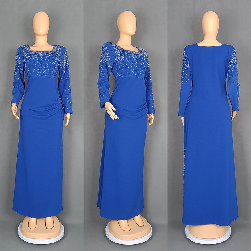 Vestidos africanos para mulheres 2025 primavera outono áfrica roupas muçulmano longo maxi vestido de alta qualidade moda diamantes vestido para senhora