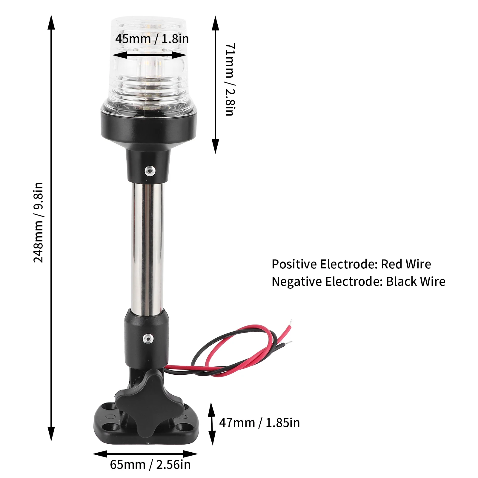 Anchor Light Navigation Light Foldable LED Navigation Anchor Lights 4000-4500K 360° All Round Lighting for Marine Boat Yacht RV