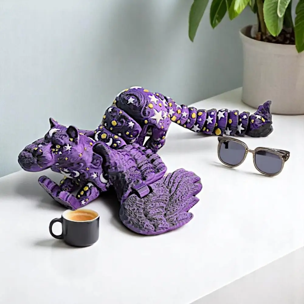 Oint Movable 3D Printing Lion Simulation Animal with Wings Simulation Lion Model Star Moon Theme Creative Design