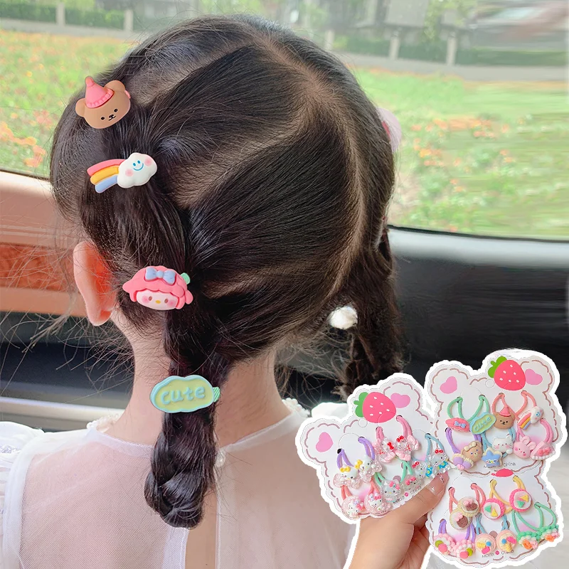 10 Pcs/set New Children Colors Cartoon Animal Cute Elastic Hair Bands Baby Girls Scrunchies Rubber Bands Kids Hair Accessories