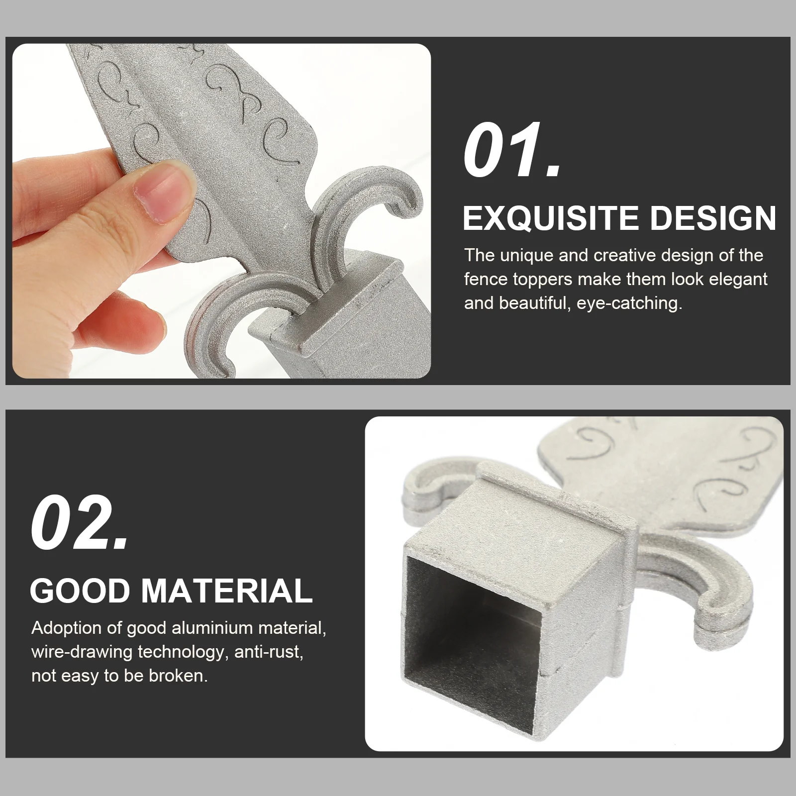 

10pcs Finials Aluminum Post Toppers For Garden Yard Fence Decorations Replacement Durable Metal Fence Heads Lawn Yard Decor