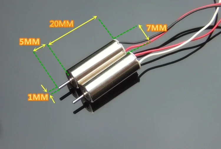 2pcs/lot 7mm*20mm Coreless Motor DC 3.7V 55000RPM Ultra-high Speed Strong Magnetic for RC Drone Aircraft Model