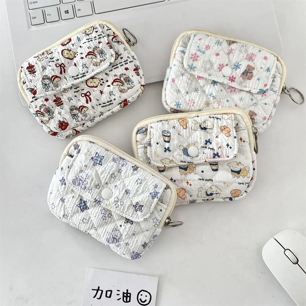 

Cartoon Printing Mini Canvas Coin Purse Korean Style Jewelry Packing Bag Small Lipstick Bag Card Holder Multifuctional