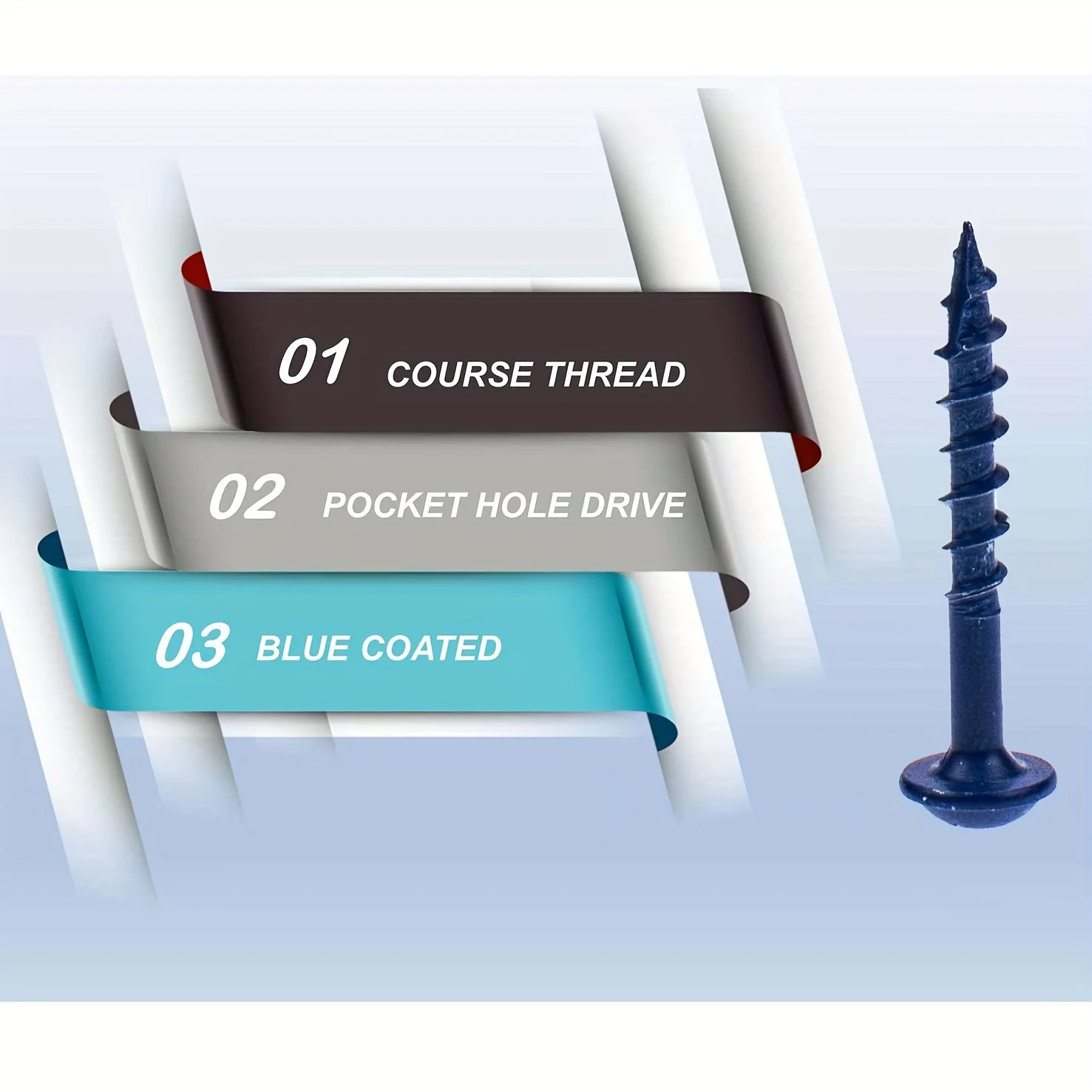 #8×2-1/2 Inch #8×1 Inch  #8×1-1/4 Inch #8×2 Inch  Pocket Hole Screws,100 Pcs,Wood Screws