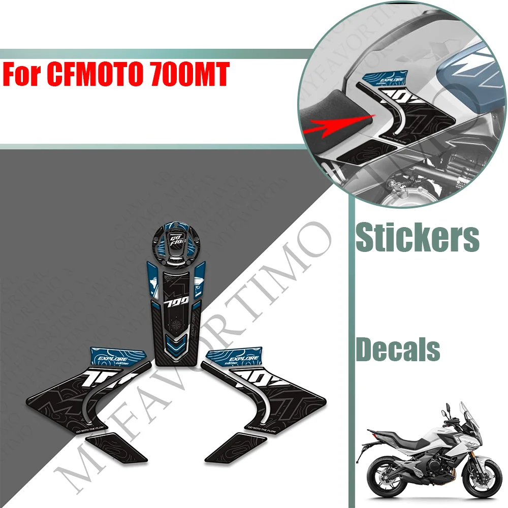 For CFMOTO MOTO 700MT 700 MT Touring Bike Adventure ADV Tank Pad Side Grips Gas Fuel Oil Knee Protector Stickers Decals