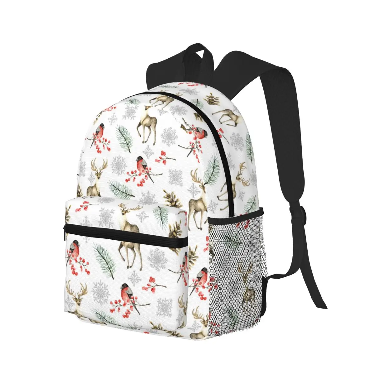 

Christmas Trees Elks Printed Student Backpack School Bag Hiking Travel Daypack for Boys Girls Bookbag Shoulder Bags