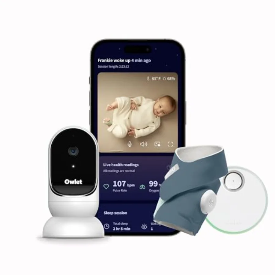 

Dream Duo Gen 3 Smart Baby Monitor All-in-One Bundle - 2K HD Video with Alerts Dream Sock Tracks Oxygen Heart Rate Sleep Health