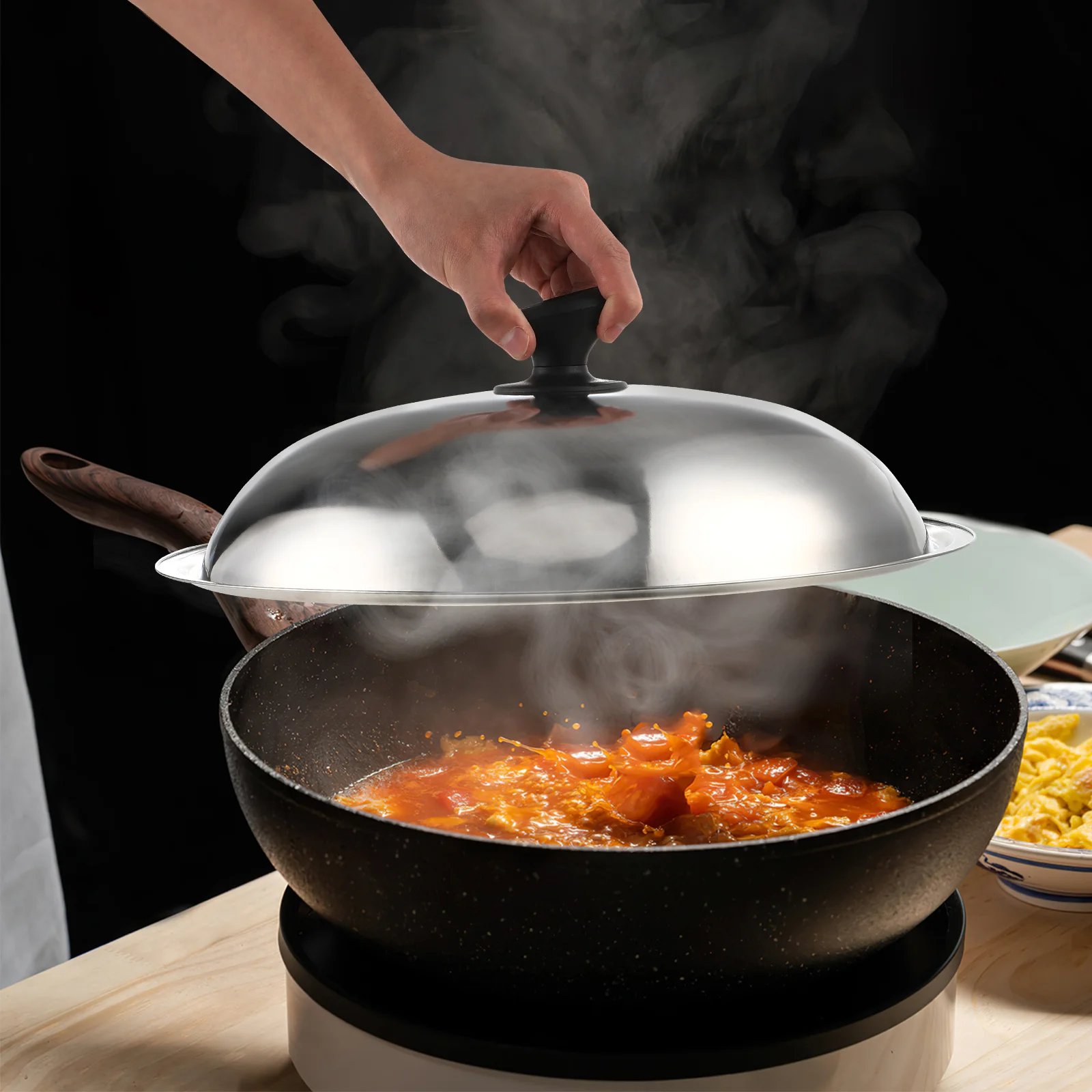 

Нержавеющая сталь 38 см, крышка кастрюли, защита от ожогов, термостойкая, брызгозащищенная крышка для приготовления пищи, универсальная герметичная крышка для кастрюли, сохраняет тепло еды