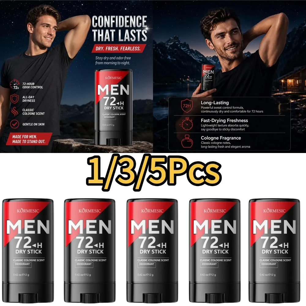 Portable Body Deodorant For Men Smooth Solid Stick Light and Fresh Scent Men's Solid Perfume 72 Hour Odor Control for Sports