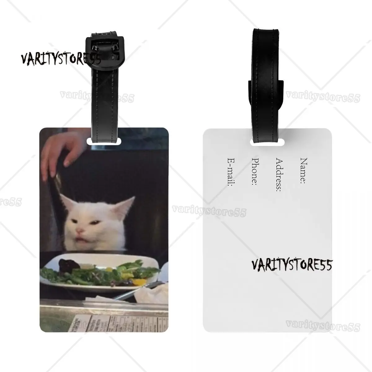 Custom Salad Cat Meme Luggage Tag Custom Baggage Tags Privacy Cover Name ID Card