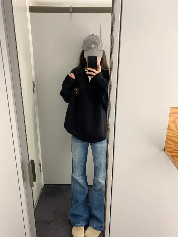 Maglione lavorato a maglia V-Ne allentato Capispalla autunno inverno da donna Partita interna Top termico lungo in due pezzi falso per ragazze giovani