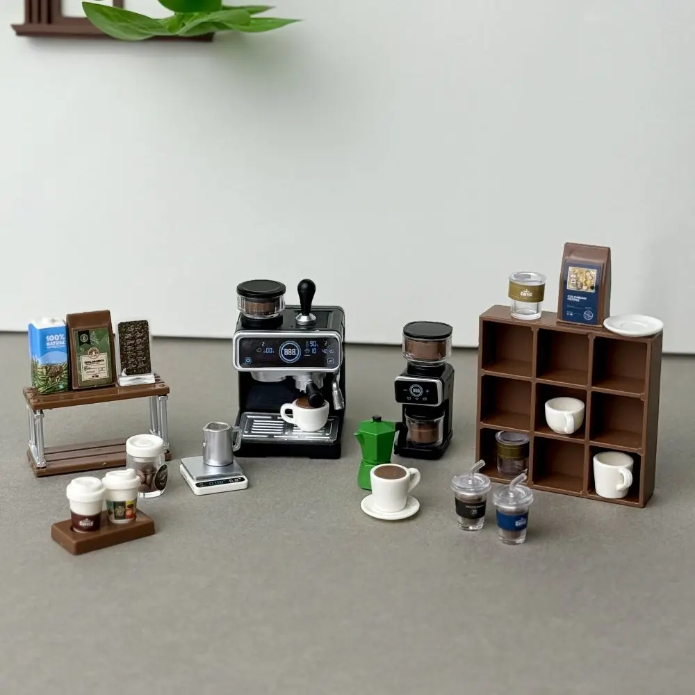 1/12 Scale Dollhouse Kitchen Scene Model Multicolor Playing House Miniature Coffee Set Model Toy Kitchen Set