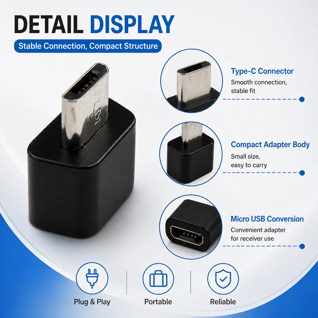 Micro USB to Type-C Adapter for Logitech G502 Wireless Mouse Receiver USB-C Converter Dongle Plug and Play Mouse Adapter