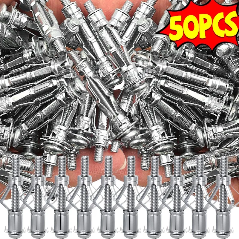 

10/50x Expansion Bolt Set Gypsum Board Fiberboard Self Drilling Wall Home Pierced Drywall Anchor with Screws Metal Tube Tools