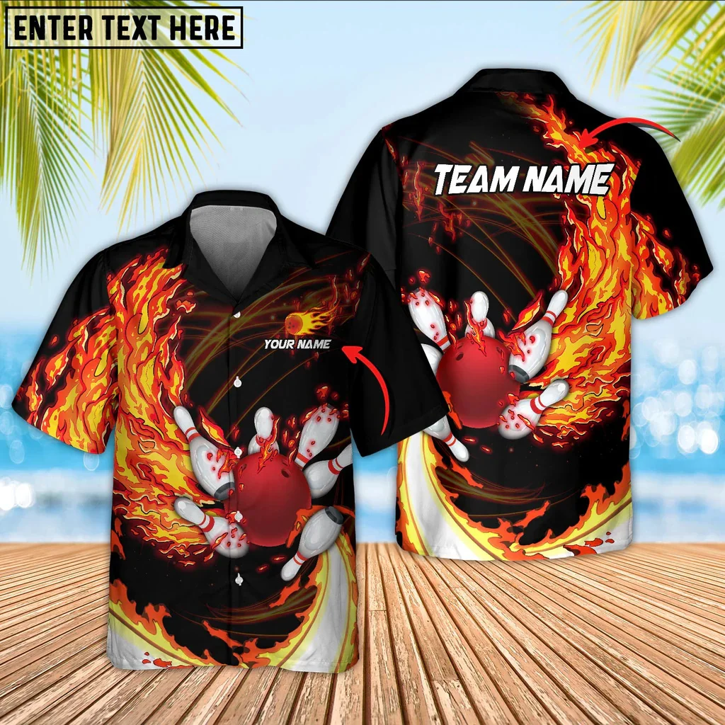 

Breath Of Fire Bowling And Pins Customized Name 3D Printed Fashion Men's Hawaiian Shirt Summer Casual Button Down Shirts CY-62