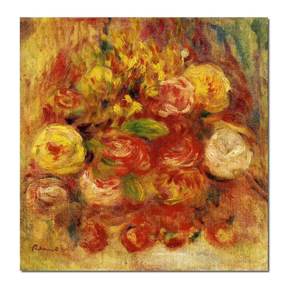 

art reproductions canvas Flowers in a Vase with Blue Decoration Pierre Auguste Renoir painting Hand-painted High quality