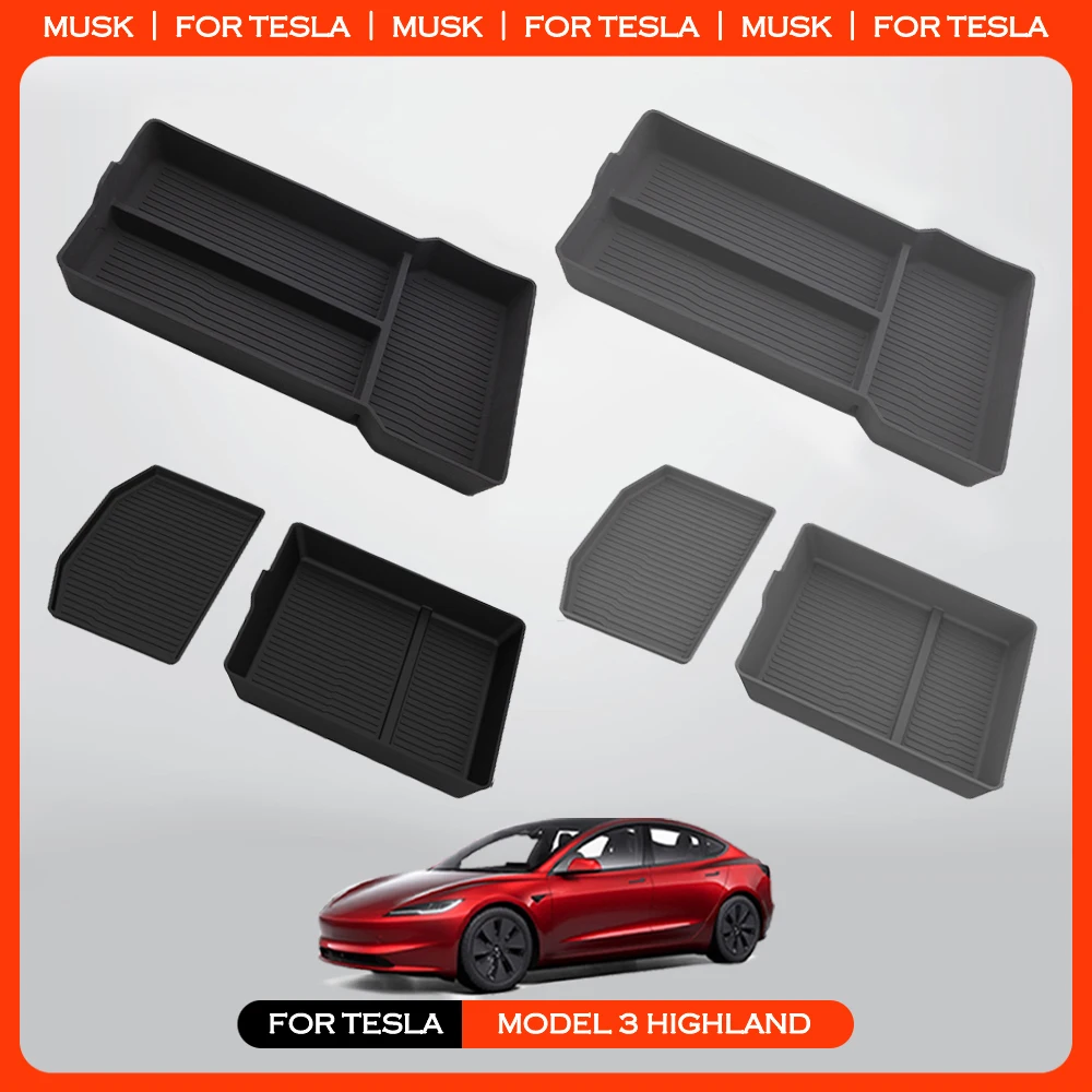 

For Tesla Model 3 Highland 2024 Center Console Eyeglasses Storage Case Armrest Storage Box Silicone Anti-slip Mat Accessories