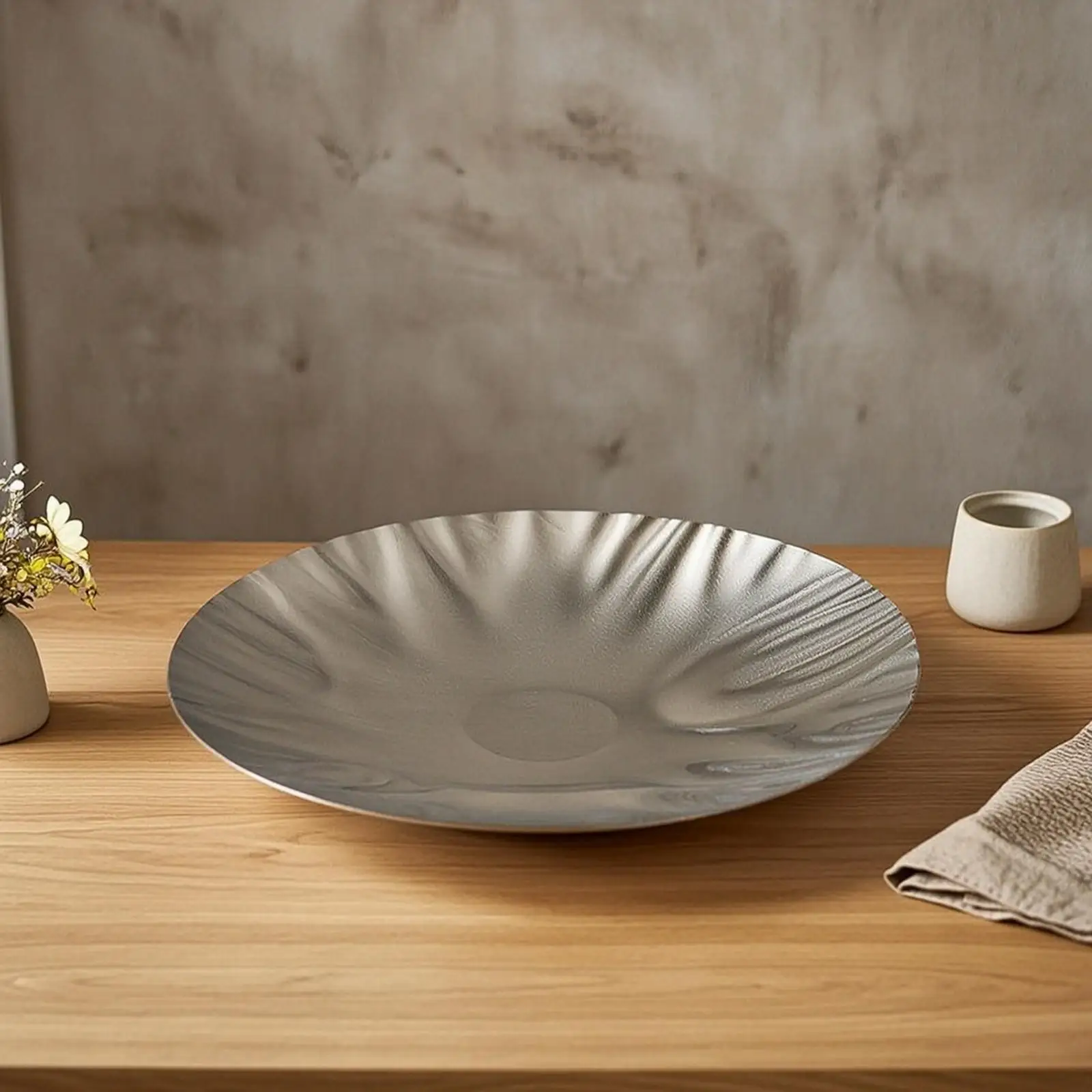 Industrial Bowl Bright Silver 304 Stainless Steel Decorative Fruit Plate Metal Fruit Bowl for Entryway Keys and Decor