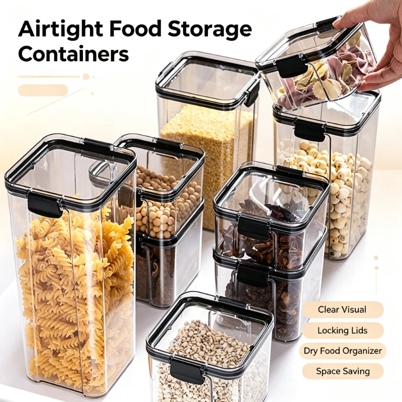 Food Storage Airtight - 1PC Square Thickened Clear Plastic Airtight