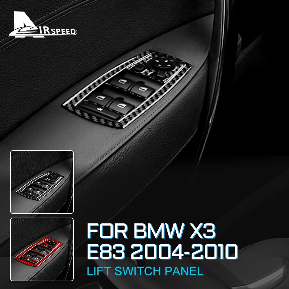

8pcs Car Side Door Window Switch Panel Cover Set Real 3D Carbon Fiber Sticker for BMW X3 E83 2004-2010 Interior Upgrade Kit