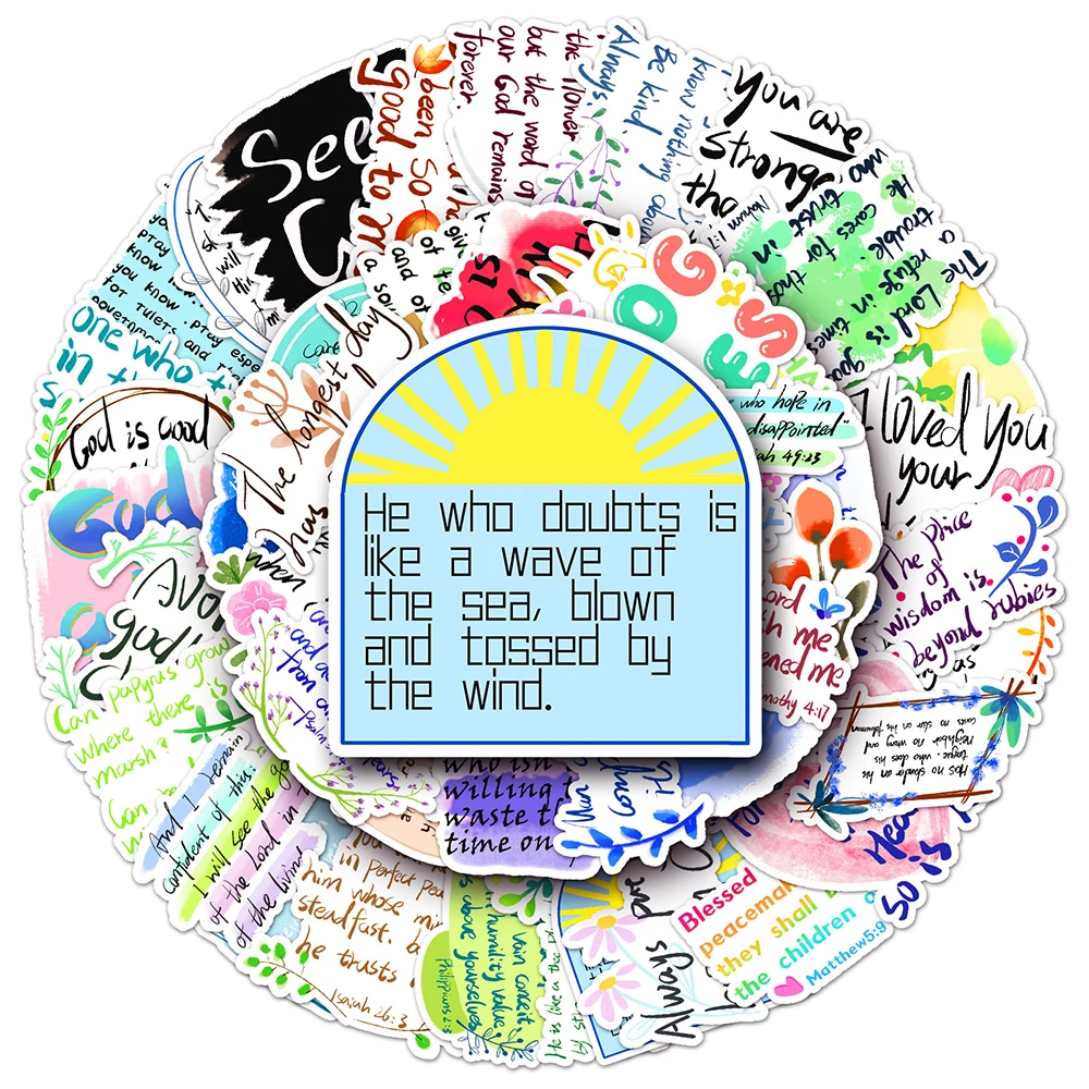 10/30/50pcs Cartoon Bible Phrase Inspirational Stickers Jesus Christian Graffiti Decals Notebook Phone Guitar Sticker Wholesale