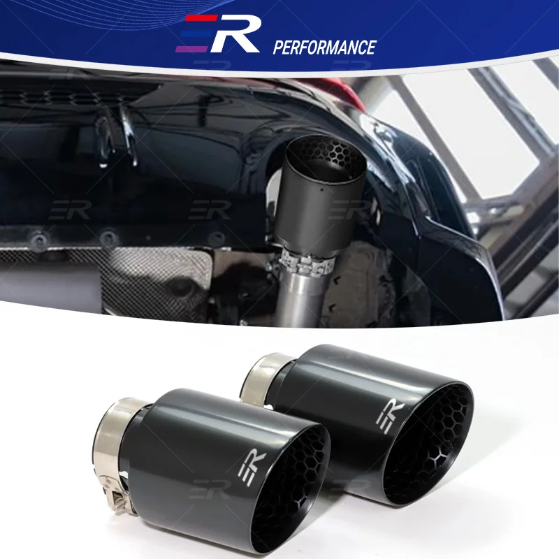 

1Pc ER Upgrade Honeycomb Matte Black Stainless Exhaust Tip Modify for car End Pipe Decoration Muffler Tip Support Customization