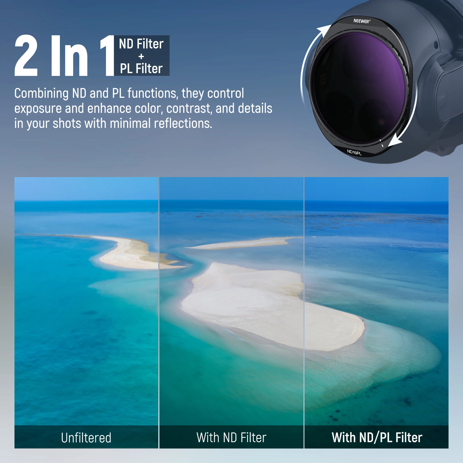 Neewer conjunto de filtro nd para dji mavic 4 pro 4 peças, parafuso em nd8/pl + nd16/pl + nd32/pl + nd64/pl filtro de lente de drone de densidade neutra