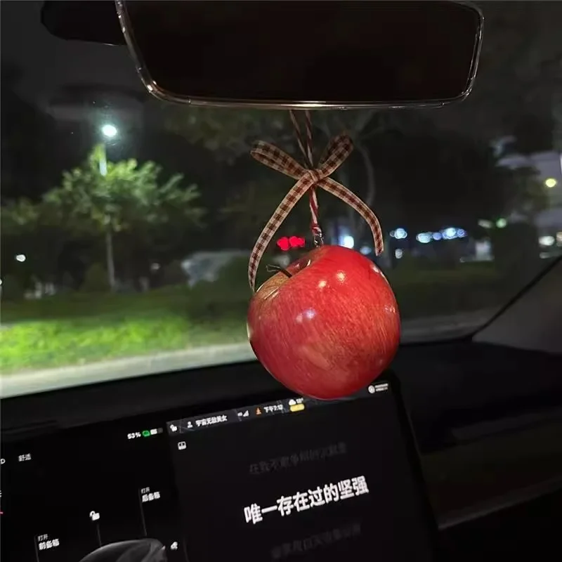 

Christmas 3D Apple Car Hanging Car Interior Pendant Rearview Mirror Pendant Decoration Merry Christmas Decoration Atmosphere
