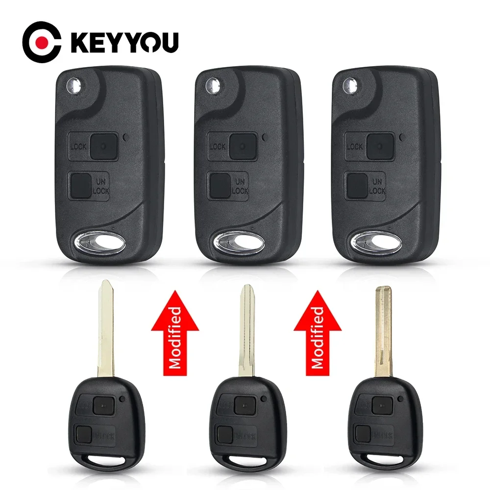 KEYYOU Zmodyfikowana obudowa zdalnego kluczyka do Toyoty Yaris Carina Corolla Avensis Camry Land Cruiser do Lexus Flid Key TOY43/47/48 Blade