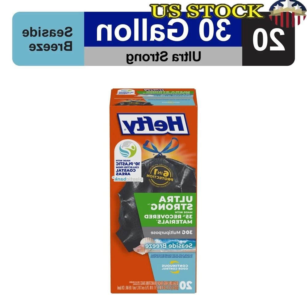 

Сверхмощные 30-галонные мешки для мусора, многофункциональные черные мешки, контроль запаха, застежка на шнурке, устойчивые к проколам, свежее море