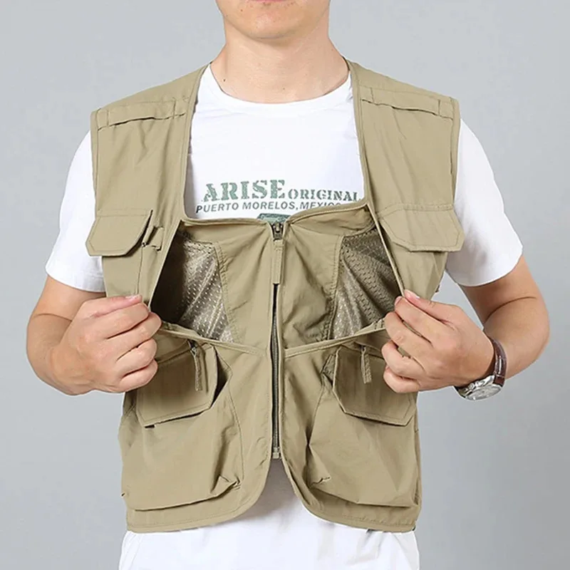 

2024 Summer New Outdoor Vest Men Utility Tactical Multi-Pocket Vest Techwear Outdoor Hiking Fishing Photography Cargo Vest