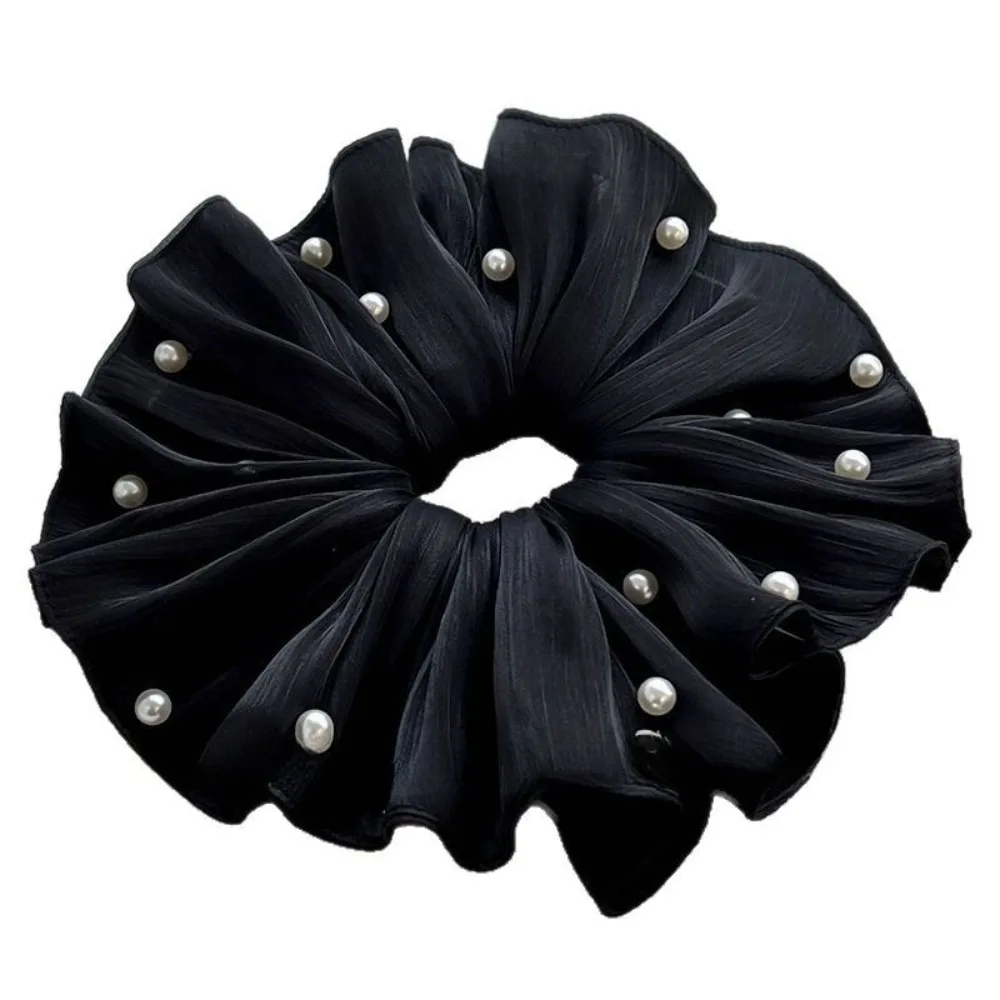 

Temperament Cloth Elastic Scrunchies Solid Color French Style Women Hair Scrunchies Hair Ring Rubber Band Pearls Hair Rope Women