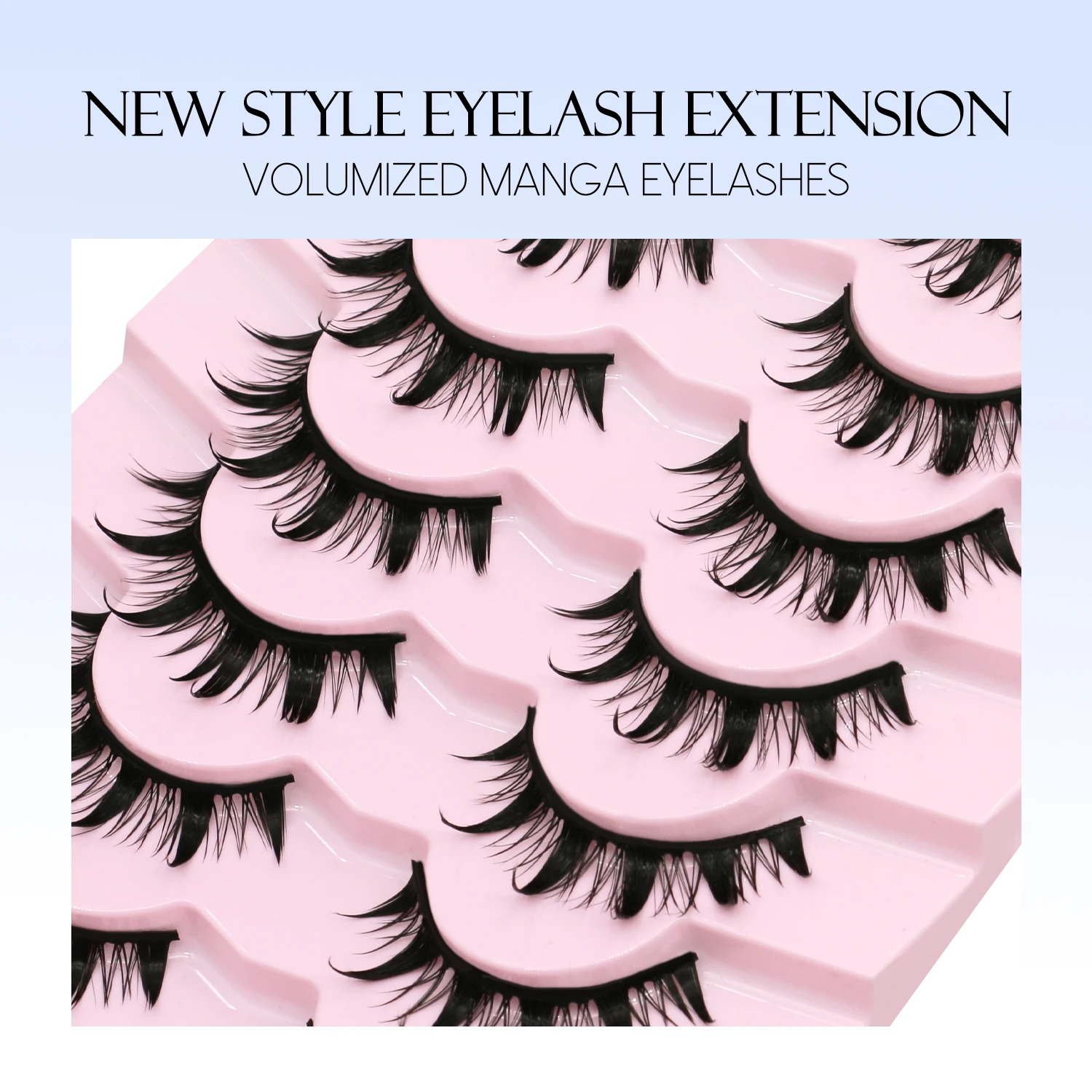 Lasvirey Cils Manga naturels et humides, faux cils 3D en vison, doux et vaporeux, boucles naturelles, extension complète pour maquillage