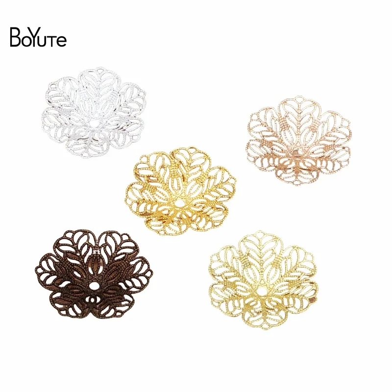 BoYuTe (50 Pieces/Lot) 26MM Metal Brass Flower Filigree Findings DIY Jewelry Accessories Handmade Materials