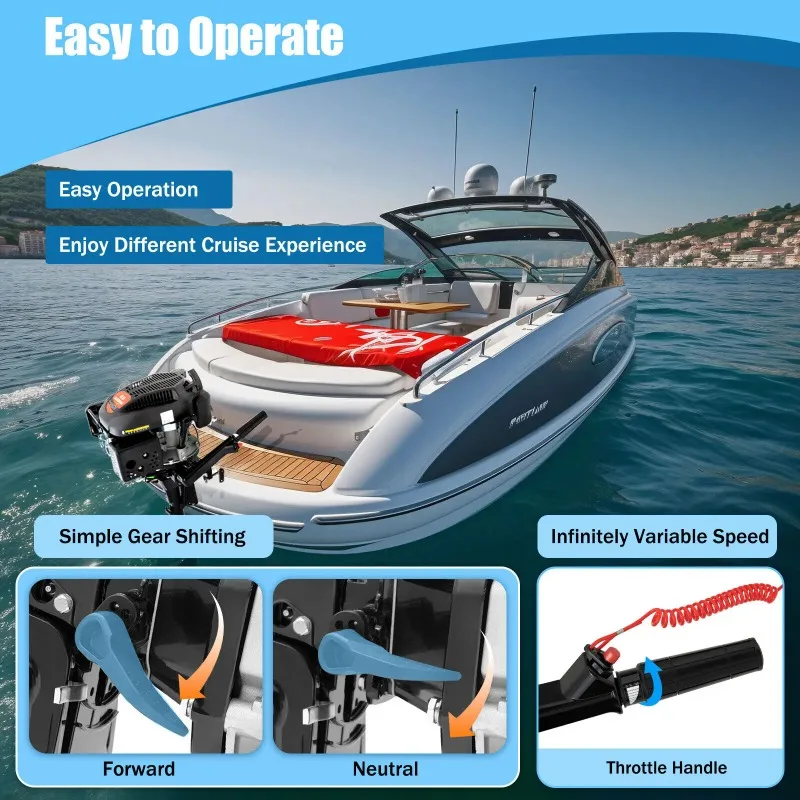 Outboard Motor, 6HP 4 - Stroke, Boat Engine, 140cc Gasoline, Marine Engine, Air Cooling, For Fishing Boat, Aliexpress