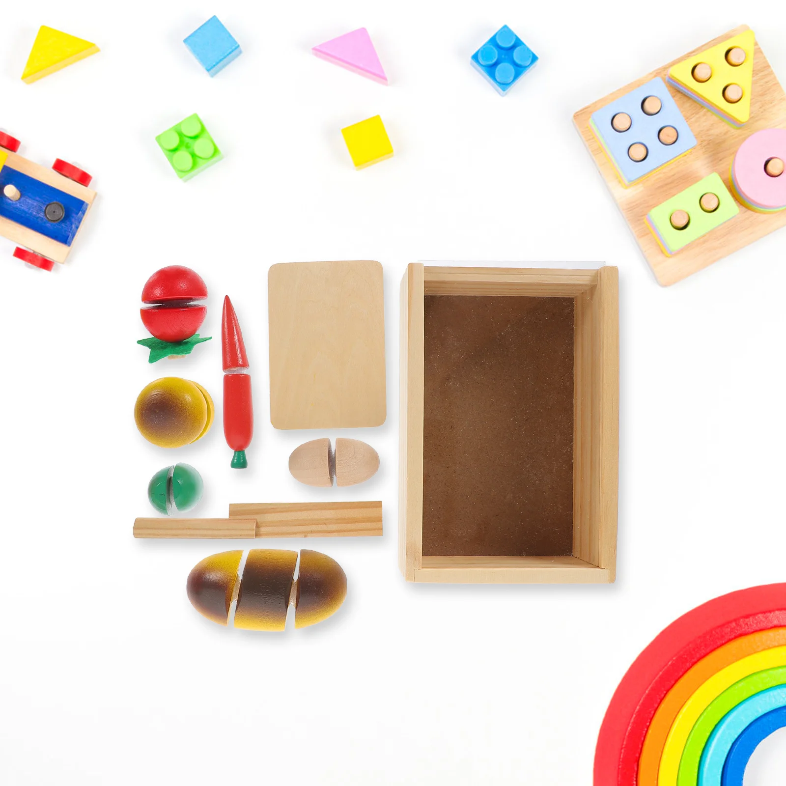 多色のカットフルーツ、野菜、パン、食品セット、子供向けごっこ遊びキッチンゲーム、教育的シミュレーション学習エンターテイメント