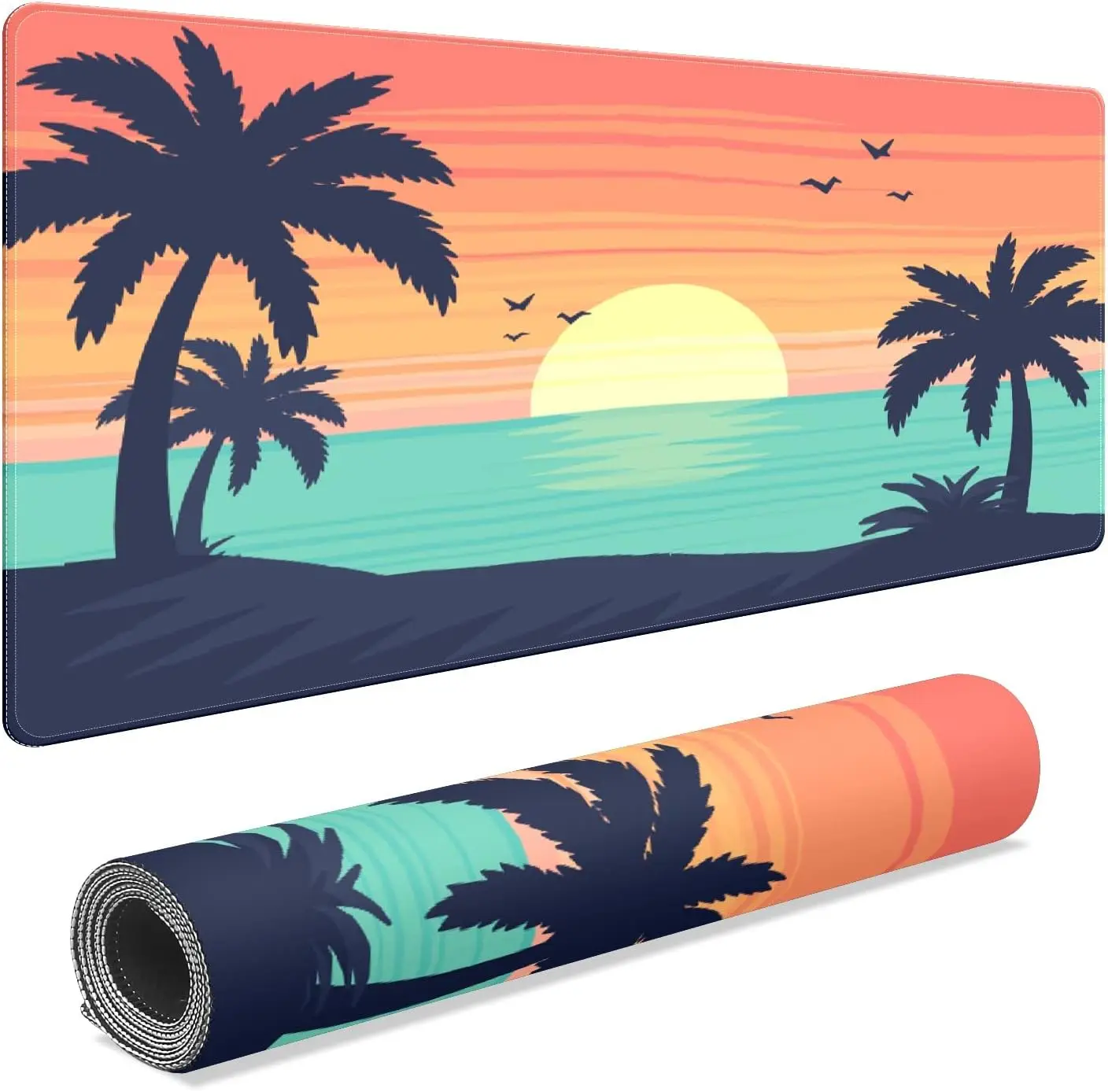 

Beach Sunset Sea Palm Scenery Game MousePad Laptop DeskPad Keyboard Desk Pad Gaming Peripherals Suitable for Office