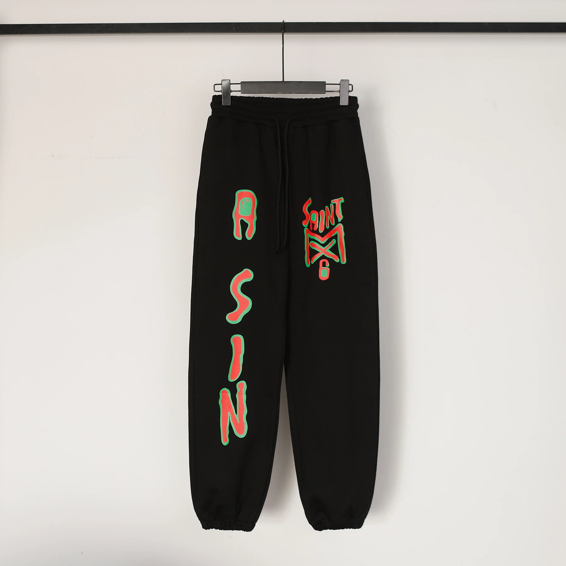 Spring/Summer New Saint Joggers Pants Graffiti Letter Printed Leggings Loose Sweat Pants Black Cotton Baggy Sweatpant Streetwear