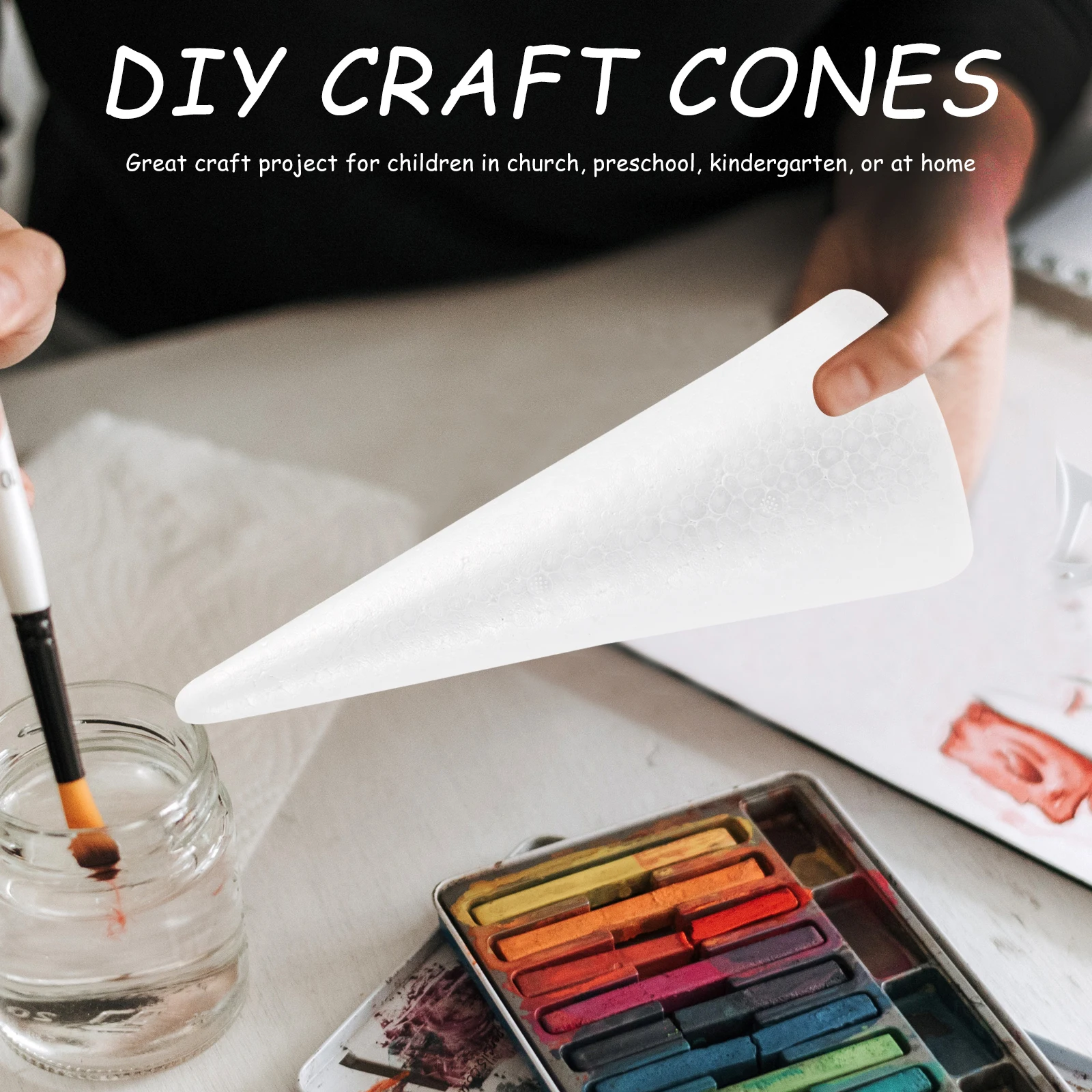 

5pcs Foam Cone Polystyrene Craft Kids Diy Ornament Christmas Decoration Painting Winter Party Children Educational