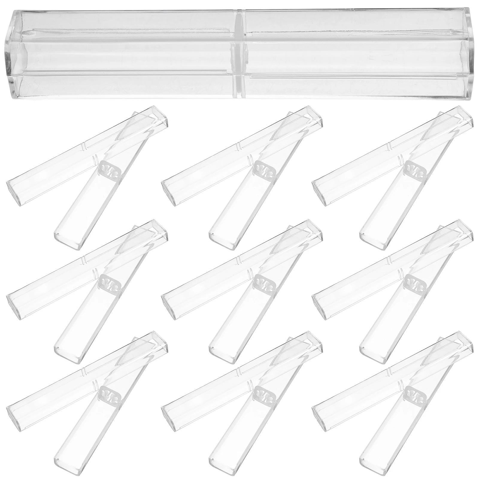 

10Pcs Plastic Pen Box Transparent Square Case with Fixed Ring Ideal for School Students Office Stationery Organization Gifting