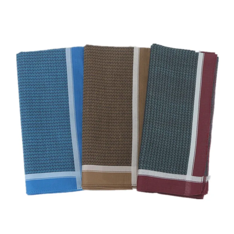 

3Pcs 43x43cm Pure Cotton High-end Jacquard Yarn Dyed Vintage Dark Color Men's Business Handkerchief Suit Pocket Towel