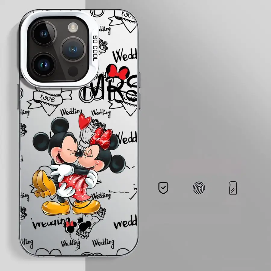 حافظة هاتف بغطاء ناعم لهاتف آيفون 16e 14 15 16 Plus 11 12 13 Pro Max Disney Love ميكي ميني