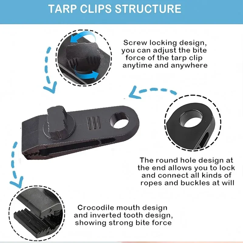 Tarp Clips Heavy Duty Lock Grip Tarp Clamps Thumb Screw Tent Clamps for Swimming Pool Cover Awnings Camping Caravan Canopies view 4