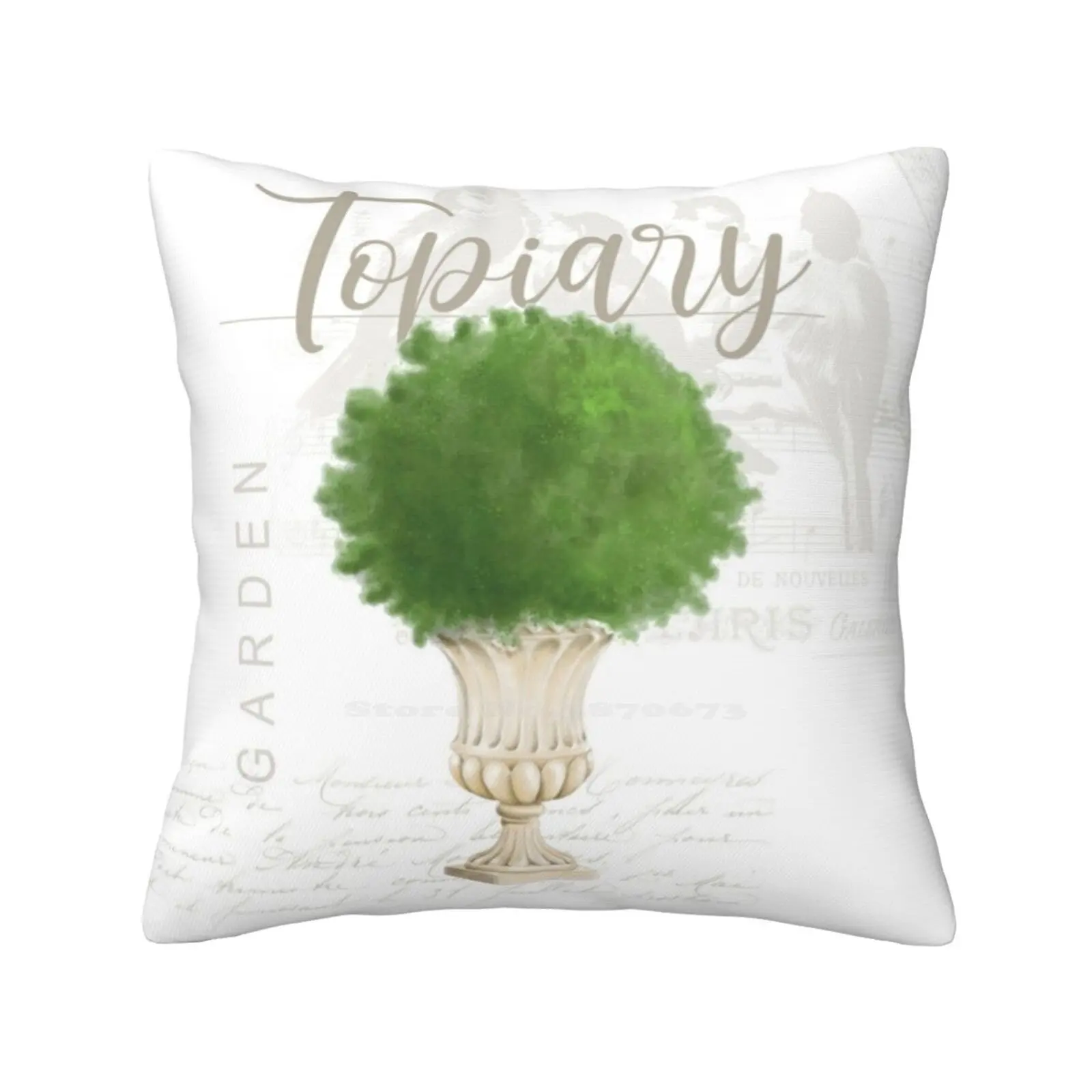 Topiary #2 Fashion Sofa Throw Pillow Cover Pillowcase Topiary Garden Botanical Birds French