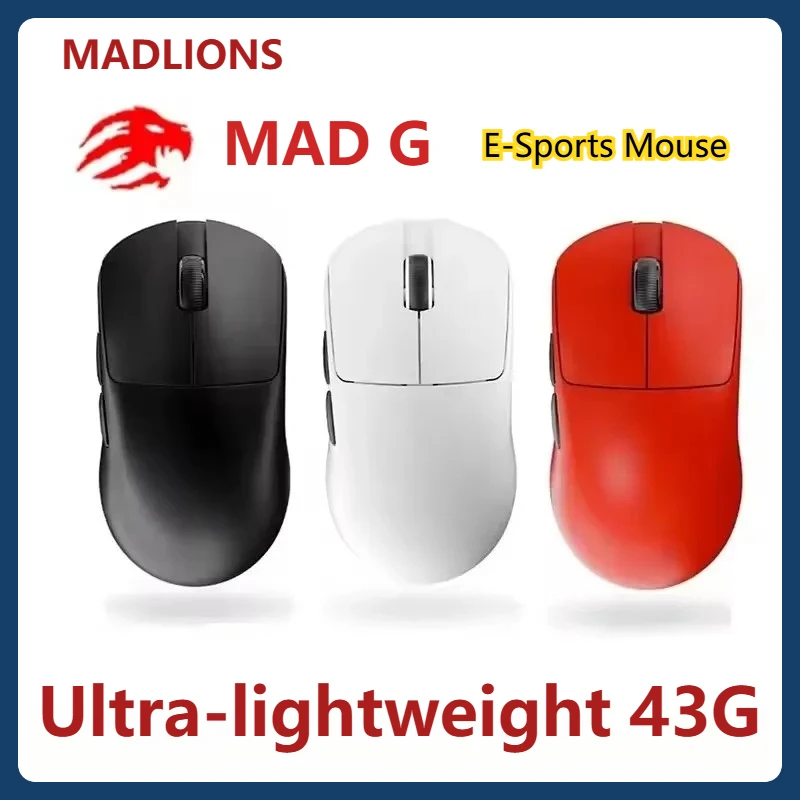 

Беспроводная мышь для киберспорта Madlions Mad G 8K Paw3395 Сверхлегкая оригинальная двухрежимная игровая и офисная мышь с низкой задержкой