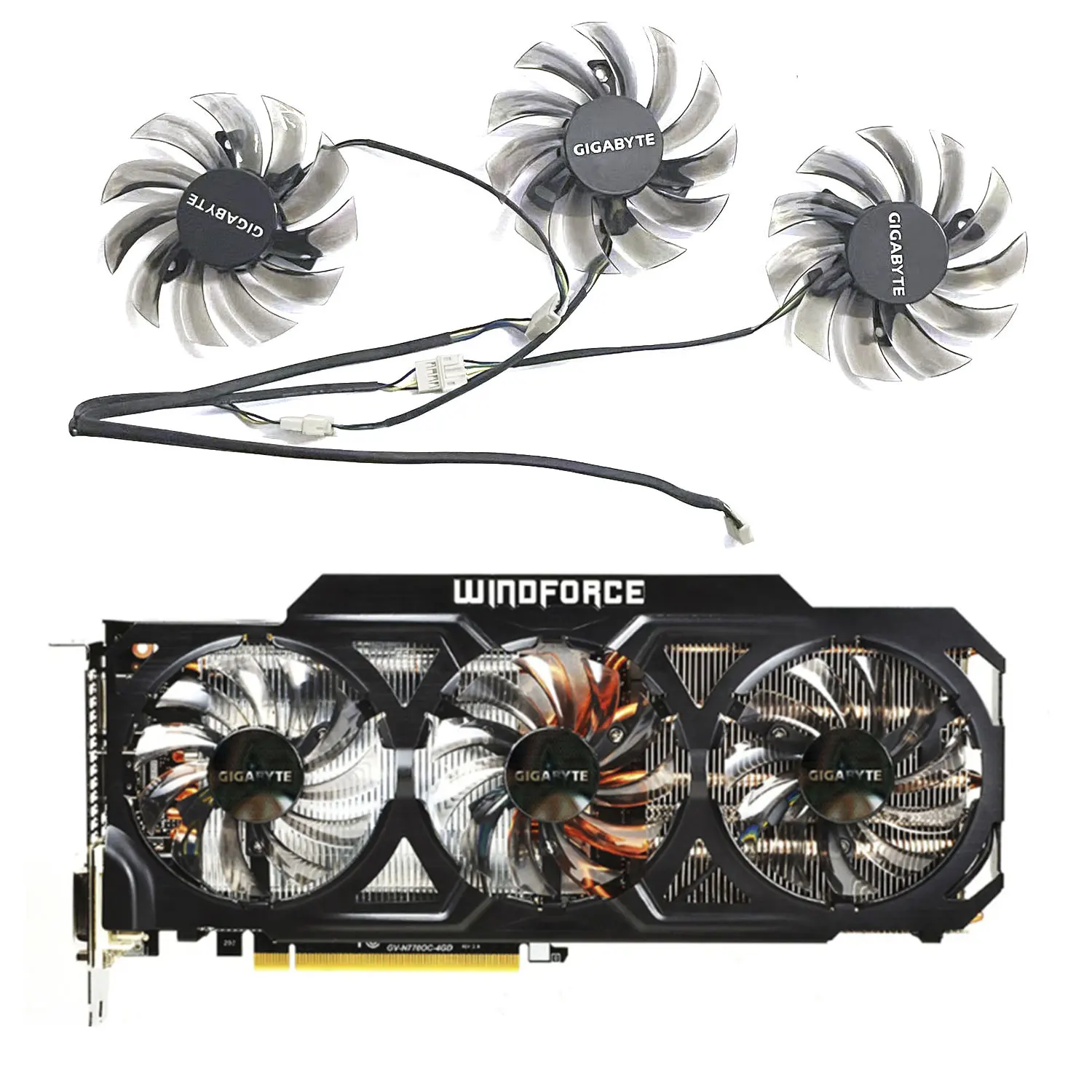 

Brand new 3 fans 4PIN 75MM T128010SU suitable for GIGABYTE GeForce GTX670 680 760 770 780ti WindForce 3X OC graphics card